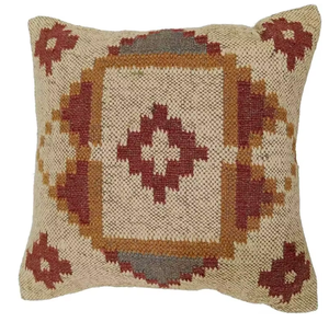 Modern Square Kilim Cushion Cover Hand Loomed Woolen <b>Red</b> Geometric Design Reversible Eco-Friendly Washable Anti-Bacteria Home - Product Image 3