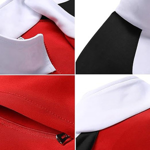 "COLOR BLOCK BLACK AND RED FULL ZIP JACKET AND MATCHING TRACK PANTS WITH <b>WHITE</b> TWO STRIPES MEN'S 2-PIECE" - Product Image 2