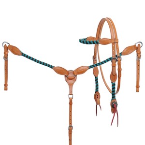 Brida de cuero genuino para caballo de estilo western con diseño de frontal para equitación de sendero y uso en ranchos - Product Image 1