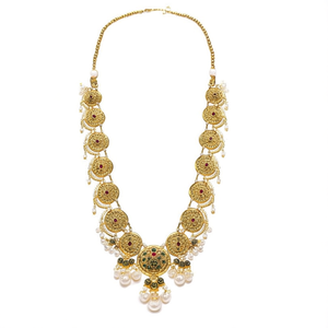 Conjunto de Joyería Fina Tradicional con Piedra Pota Mate y Collar Largo con Perlas - Product Image 2