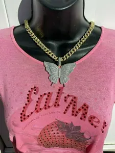 Collar con colgante de mariposa de plata de ley bañado en oro, estilo Hip Hop, con micro pavé de moissanita, para mujer - Product Image 2