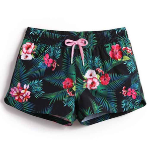Shorts décontractés pour femmes à imprimé champignon, avec dentelle, cordon de serrage, en polyester tricoté, taille mi-haute, séchage rapide, style sportif - Product Image 1