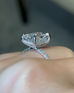 4.5 Carat Elongated Radiant Cut Lab Grown Diamond Engagement Anniversary <b>Ring</b> for Women | Hidden Halo <b>Solitaire</b> Wedding <b>Ring</b> - Product Image 5