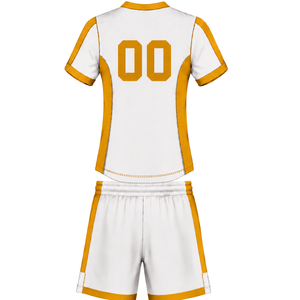 Conjunto de Camiseta y Pantalones Cortos de Rugby Blanco y Amarillo, Cuello en V, Uniforme de Equipo Personalizado, Ropa Deportiva Transpirable para Entrenamiento - Product Image 2