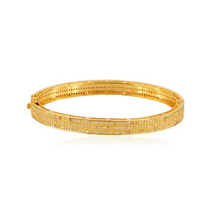 Brazalete Abrible de Plata 925 con Baño de Oro Amarillo y Diamantes Tallados en Rosa, Joyería Fina al por Mayor - Product Image 1