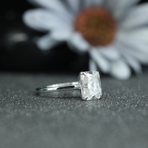 Factory Price Radiant Cut Moissanite Engagement <b>Ring</b> 925 <b>Silver</b> Rhodium Plated Minimalist Wedding <b>Ring</b> for Women - Product Image 4