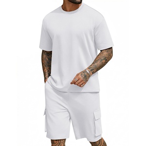 Vêtements d'été pour hommes, t-shirt 100% coton, vêtements de sport, ensemble pour hommes avec haut à manches courtes et short de sport - Product Image 2