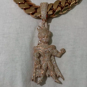 IGI Certified <b>Iced</b> <b>Out</b> Moissanite 3D Cartoon Pendant King Cartoon Custom Hip Hop 925 Silver Gold VVS <b>Chain</b> Pendant Fine Jewelry - Product Image 2