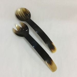 Juego de 2 Servidores de Ensalada de Cuerno, Utensilios de Cocina Ecológicos Naturales, Aptos para Lavavajillas - Product Image 2