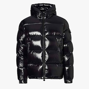 Veste matelassée à capuche noire pour homme, en PU enduit, rembourrée de duvet, imperméable, fermeture éclair, vêtement d'extérieur décontracté pour l'hiver, coupe classique - Product Image 2