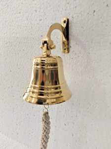 Cloche de bateau en laiton de 7 pouces, cloche marine artisanale, cloche en laiton vintage antique, décoration murale côtière - Product Image 2