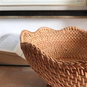 Handwoven Round Rattan Serving Tray Natural Woven Decorative Tray for Coffee Table Rustic Bread & Fruit Basket for Home Decor - Product Image 5
