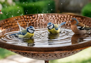 Vente flash - Bain d'oiseaux en cuivre de qualité supérieure avec support métallique, bol à eau durable pour l'extérieur, idéal pour les jardins, les cours et les patios - Product Image 3