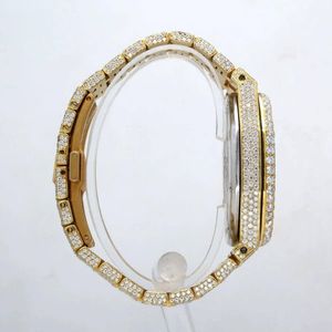 Luxury Men's Silver Moissanite Sapphire Crystal ETA Quartz Analog <b>Watch</b> Round <b>Case</b> Butterfly Clasp 15mm Band Water Resistant 10m - Product Image 4