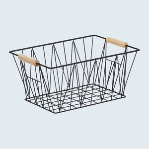 Modern Black Metal <b>Wire</b> <b>Basket</b> Multi-Purpose Rectangular Kitchenware Tabletop Fruit & Vegetables <b>Storage</b> <b>Basket</b> With Handles - Product Image 3