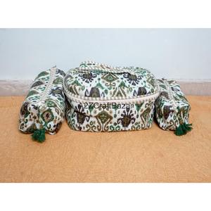 Handmade Quilted Cotton Light Fashion Reusable Small Eco-Friendly Makeup Bag Set Striped Zippered Cosmetic Pouch Toilet <b>Kit</b> - Product Image 1