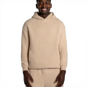 Ensemble de survêtement à capuche pour homme, couleur unie, manches longues, sweat-shirt et pantalon décontractés avec poches latérales, coton respirant, vêtements d'automne - Product Image 5