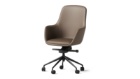 Chaise de bureau pivotante en cuir à dossier moyen, chaise de conférence moderne pour manager avec base étoilée fixe