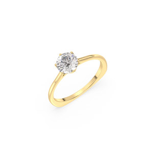 Anillo REYES Solitaire de Plata de Ley 925 con Corte Redondo, Moissanita de 0.94 Quilates, Halo Oculto, Chapado en Oro Amarillo de 14K y Rodio - Product Image 1