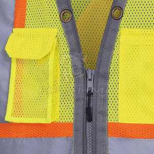 Chaleco de seguridad ligero y transpirable con múltiples bolsillos para trabajo industrial, almacén y control de tráfico - Product Image 4