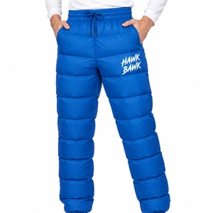 Men Padded Puffer <b>Trouser</b> Casual Pants Quilted Design Full Length Padded Style Winter <b>Elastic</b> <b>Waist</b> Drawstring Windproof <b>Trouser</b> - Product Image 1