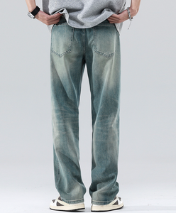 Jeans rétro pour hommes, best-seller, design américain, noir et gris, coupe ample et droite, denim pour hommes - Product Image 6