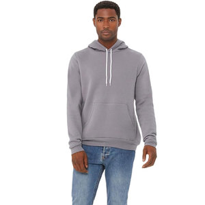 Sweat à capuche Bella + Canvas pour homme, 100 % coton molletonné, coupe classique (3719) DEEP HEATHER, style uni, manches longues, imprimé numérique sur le devant - Product Image 5