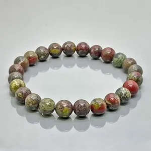 Bracelet extensible en perles de pierre de sang de dragon naturelle de 8 mm, lisses et rondes, qualité AA, bijoux de guérison, vente en gros - Product Image 2