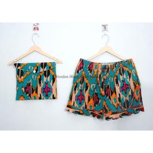 Ensemble de pyjama court en coton indien pour femmes et jeunes filles, style romantique, luxueux et vintage, idéal pour les fêtes nuptiales, respirant, séchage rapide, doux, pour l'été - Product Image 2