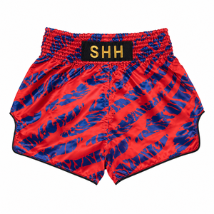 SHH Red Blue Printed Boxing Shorts Men's Satin Martial Arts Wear Regular Fit Quick Dry - Product Image 1