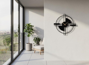 Modern Geometric Metal Wall <b>Clock</b> Abstract Round Designer <b>Clock</b> Black White Decorative <b>Clock</b> Contemporary Minimalist Wall <b>Art</b> - Product Image 6