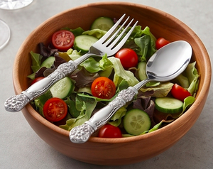 Elegant <b>Silver</b> Plated Flatware Set With <b>Ornate</b> Handles Dishwasher Safe For Wedding Table Setting And Kitchen Use - Product Image 6