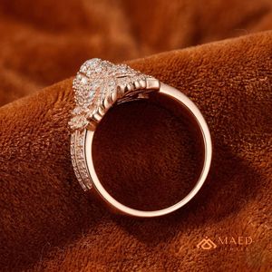 Anillo de Cabeza de Tigre con Diamantes Moissanite en Tono Oro Rosa para Hombre, Anillo de Diamantes de Lujo Estilo Hip Hop - Product Image 2