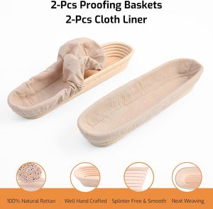 Paniers à pain ovales longs en rotin naturel avec doublures en lin amovibles pour la mise en forme de la pâte à baguette, en provenance du Vietnam - Product Image 3
