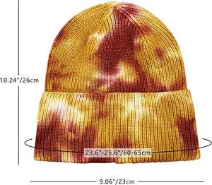 Bonnets en coton et laine tie-dye personnalisés pour l'hiver, bonnet tie-dye bicolore pour hommes et femmes - Product Image 3
