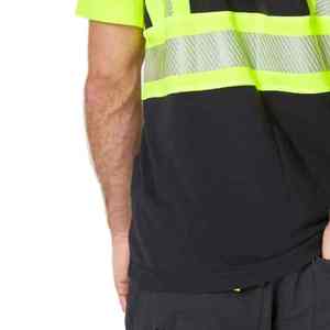 T-shirt de sécurité réfléchissant haute visibilité pour homme, vêtements de travail, noir, vert lime, manches courtes, polyester, séchage rapide, chemise décontractée d'été - Product Image 6