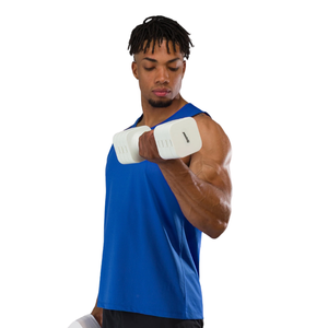 Camiseta sin mangas azul para hombre, transpirable, de malla, ajustada, para gimnasio, entrenamiento, fitness, deportes, OEM, al por mayor - Product Image 4