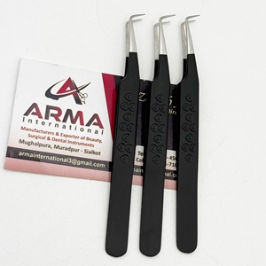 Matte Black 90 Degree Isolation Sustainable Eyelash Tweezer Pointed Tip Hand Tested Lash Extension Tweezers With Private Label - Product Image 5