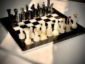 Black <b>Marble</b> White Onyx Modern Safe Fire Resistant Chess Set Natural Stone Board <b>Game</b> Handmade Pieces Dining Wall Living Room - Product Image 2