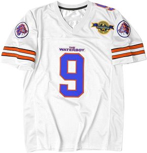 Maillot de football blanc Boucher 9 avec accents bleus et orange, vêtements de sport personnalisés Sandler 50th - Product Image 2