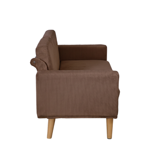 Modern Fabric Loveseat With Compressed Backrest And Seat Cushion High Density <b>Foam</b> Wooden Legs Midcentury Design For Living Room - Product Image 4
