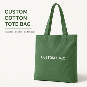 Wholesale Custom Logo <b>Large</b> Capacity Reusable Shopping <b>Bag</b> Daily Travel Work Green <b>Canvas</b> Tote <b>Bag</b> with Durable Handles - Product Image 1