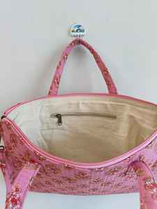 Sac pour ordinateur portable unisexe léger en tissu de coton à imprimé floral de luxe fait à la main avec poignée souple et fermeture à glissière pour les voyages - Product Image 2