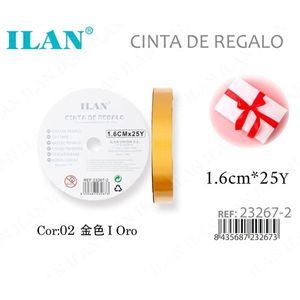 Nastro regalo Ilan 1,6 cm x 25 iarde colore oro per confezionare regali - Product Image 1