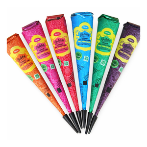 เฮนน่าสีธรรมชาติแบบกรวยและหลอด สำหรับสักชั่วคราว ปลอดภัยต่อผิว ใช้ง่าย ได้รับการรับรองจาก FDA บรรจุภัณฑ์หลากสี สนุกสนานและสร้างสรรค์ - Product Image 1