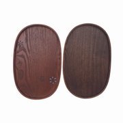 Bandeja de madera hecha a mano de forma ovalada con tallado floral, diseño Wabi Sabi, para servir comida y regalar, bandeja de madera de acacia mango. - Product Image 4
