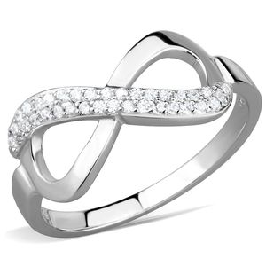 Anello in Argento Sterling 925 Placcato Rodio TS541 con Zirconi Cubici di Grado AAA Trasparenti - Product Image 5