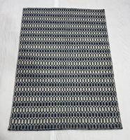 Handgeknüpfter Wollteppich mit Geometrischem Muster, Natürliches Braun-Schwarz, Flachflorig, Haustierfreundlich, Handgefertigter Moderner Teppich