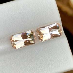 Par de Gemas Sueltas de Morganita Natural con Corte Elegante, Color Rosa Melocotón, para Joyería, Piedra de Primera Calidad - Product Image 4