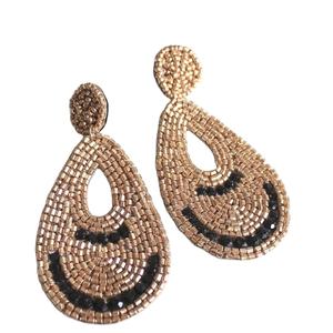 Fancy Statement Embroidery Coffee & Golden Willow Seed Beaded Earring Featuring Cute Handmade And High Quality Jewelry For <b>Girl</b> - Product Image 5